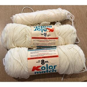 Lot of 2 Caron "Kolor Match" Yarn 8oz Skeins - Off White 7502 No Dye Lot yarn